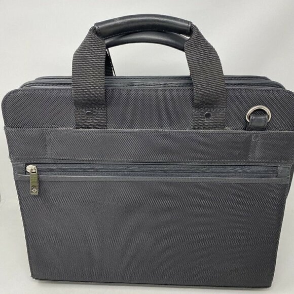 FRANKLIN Covey Black Nylon with leather trim Laptop Briefcase NEW - Picture 2 of 12